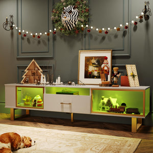 80 Inch LED TV Stand with Storage and Drawer