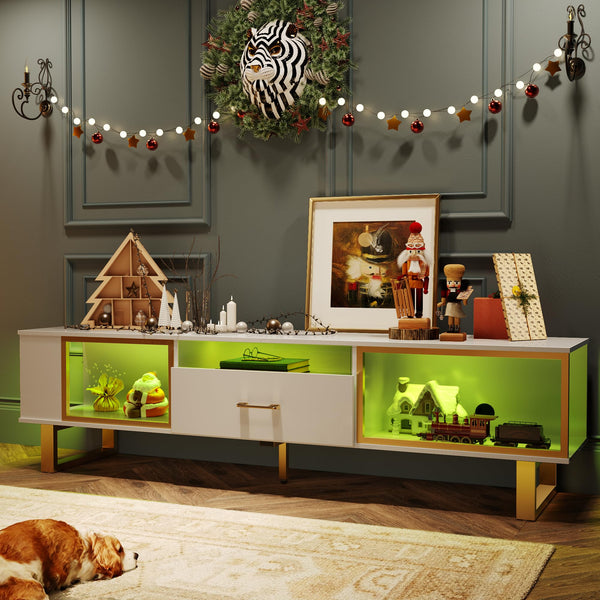 80 Inch LED TV Stand with Storage and Drawer