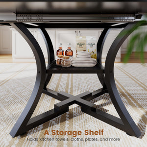 Expandable Round Dining Table Set for 4-8 – 5-Piece with Cushion Chairs