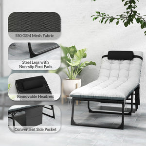 Folding Outdoor Chaise Lounge Chair Set of 2 with Adjustable Backrest