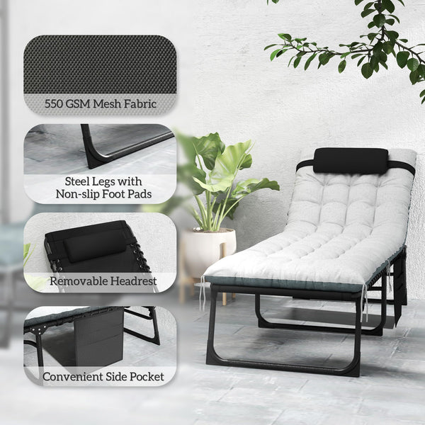 Folding Outdoor Chaise Lounge Chair Set of 2 with Adjustable Backrest