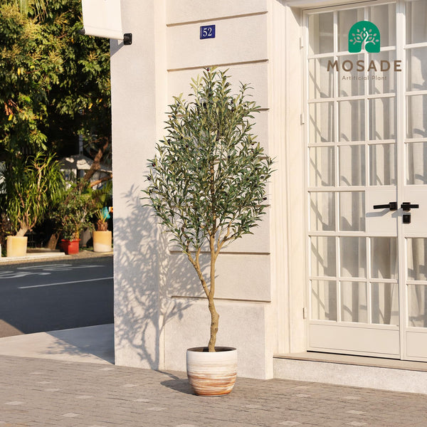 Artificial Olive Tree with Seagrass Basket – 7 Feet
