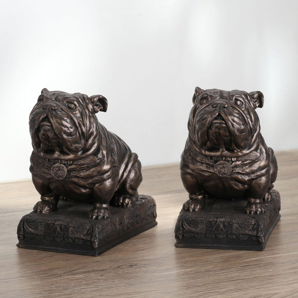British Bulldog Bookends – Hand Painted Bronze Resin