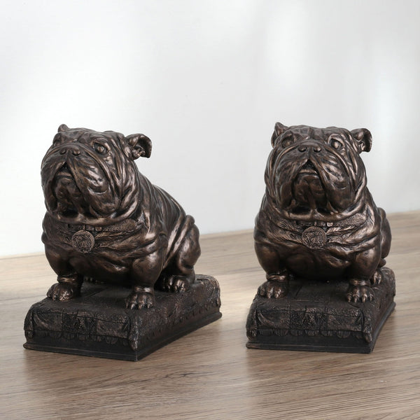 British Bulldog Bookends – Hand Painted Bronze Resin