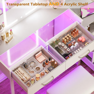 Makeup Vanity Desk with Mirror, Lights & Stool