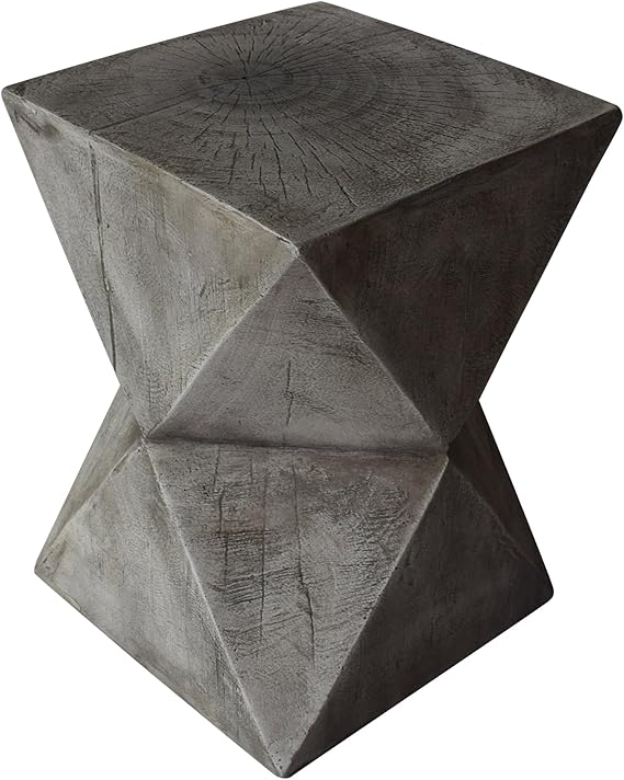 Concrete Accent Side Table – Twisted Hourglass Design