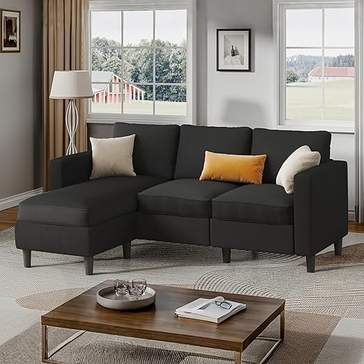 L-Shaped Convertible Sectional Sofa with Ottoman