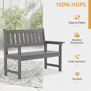 HDPS Outdoor Bench with Ergonomic Backrest, 2-Person