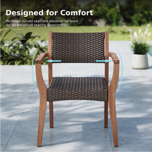 9-Piece Outdoor Patio Dining Set – Expandable Acacia Wood Table & Rattan Chairs