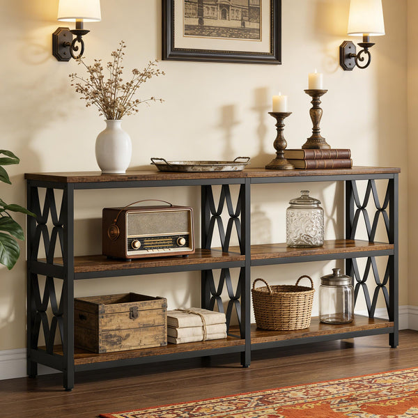 71" 3-Tier Console Sofa Table with Storage Shelves