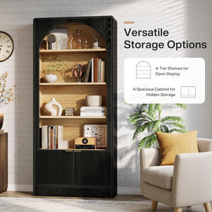 71" Arched Bookcase with Storage Cabinet
