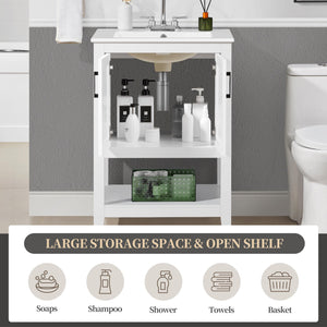 24" Freestanding Bathroom Vanity with Ceramic Sink