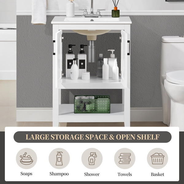 24" Freestanding Bathroom Vanity with Ceramic Sink