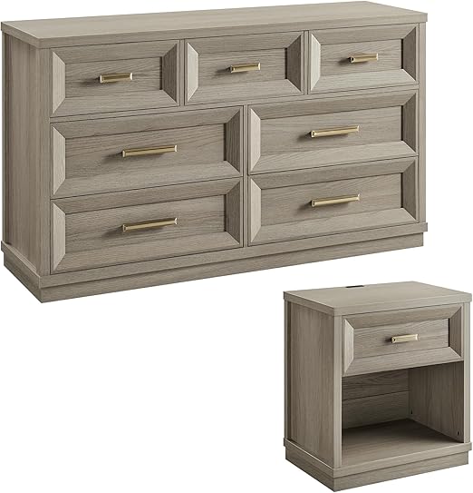 7-Drawer Dresser & Nightstand Set with Charging Station