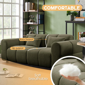 Modern 3-Seater Loveseat Sofa with Lambswool Upholstery
