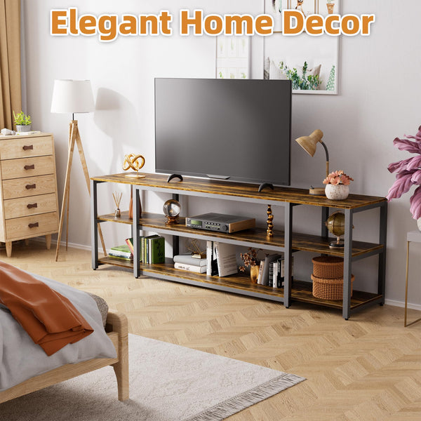 3-Tier TV Stand for 85 Inch TVs with Open Shelves