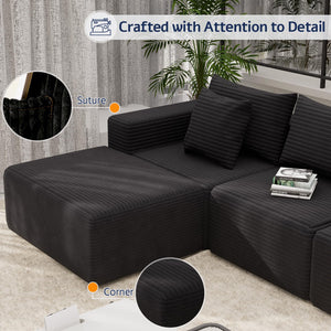 Oversized Corduroy Ottoman Rectangle Pouf with 28D Foam