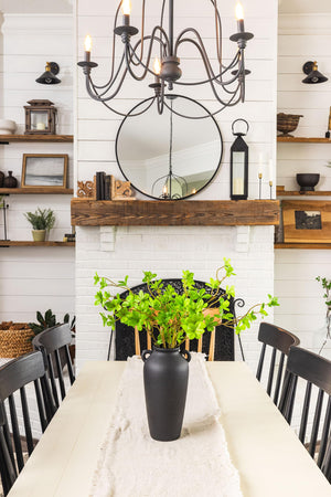 Black Ceramic Vase with Faux Greenery Stems
