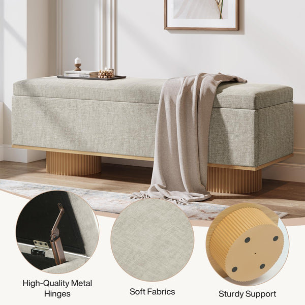 Storage Bench with Padded Seat & Flip-Up Storage
