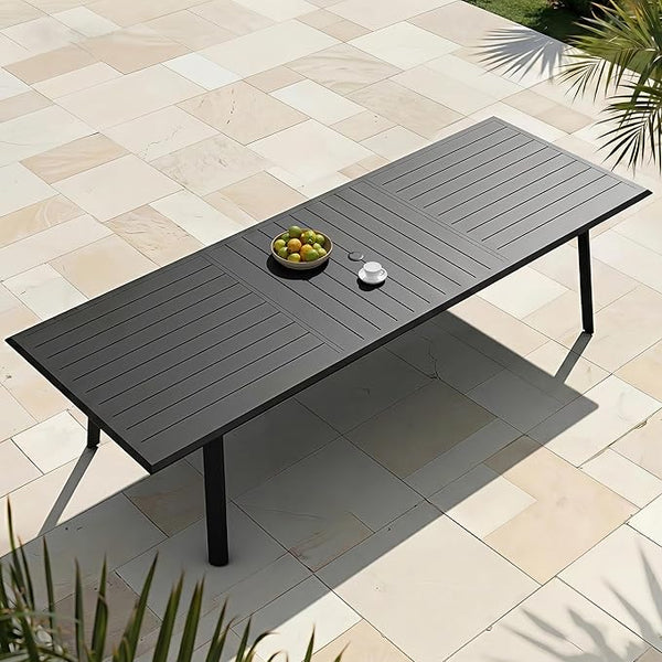 Outdoor Dining Table for 8 – Aluminum Patio Table with Umbrella Hole