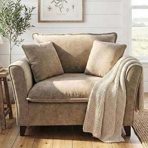 Chenille Accent Chair with Pillows – Oversized Armchair