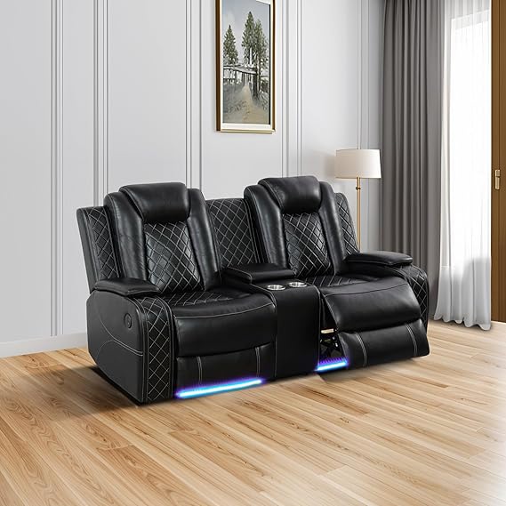 Power Reclining Sofa with Wireless Charging & LED Lights