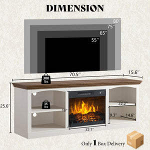 70" Fireplace TV Stand with Electric Fireplace
