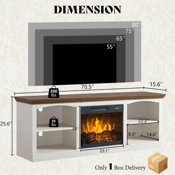 70" Fireplace TV Stand with Electric Fireplace