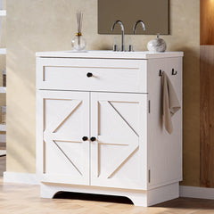 30-Inch Bathroom Vanity with Integrated Ceramic Sink