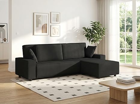 Modular Sectional Sofa with Ottoman – L-Shaped Cloud Couch, Deep Seat, Chenille Fabric