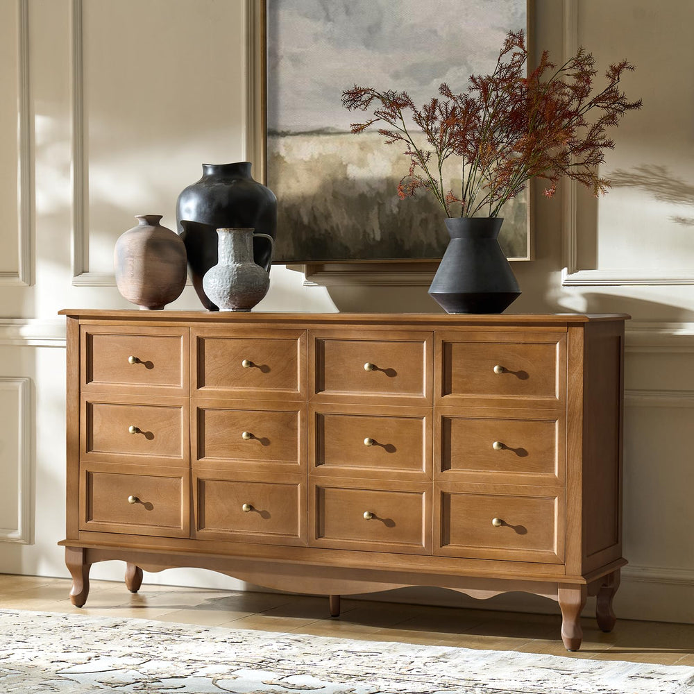 Transitional 4-Door Wood Sideboard with Adjustable Shelves, 58"