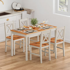5-Piece Farmhouse Dining Table Set with 4 Chairs