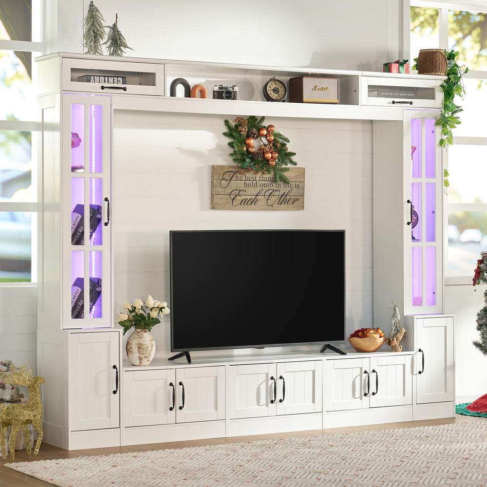 98" Wall Unit TV Stand with LED Lights