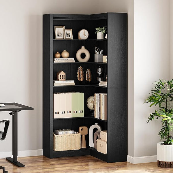L-Shaped 5-Tier Corner Bookshelf