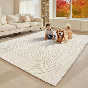 High-Low Pile Area Rug – Washable Soft Indoor Rug with Non-Slip Backing