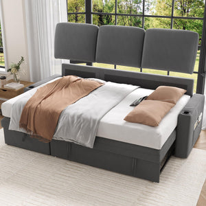 Sectional Sleeper Sofa Bed with Storage Chaise & Charging Station