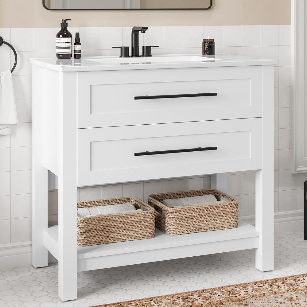 36" Freestanding Bathroom Vanity with Ceramic Sink