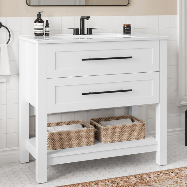 36" Freestanding Bathroom Vanity with Ceramic Sink