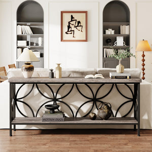 Industrial Console Table 70.9 Inch with Storage Shelves