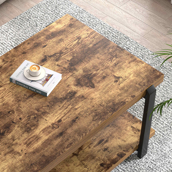Modern Rectangle Coffee Table with 2-Tier Storage