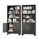 6-Tier Metal Bookcase with Doors – Floor Standing Storage Shelf
