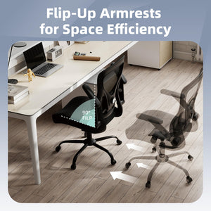 Ergonomic Office Chair with Lumbar Support, Mesh Back & PU Leather Seat