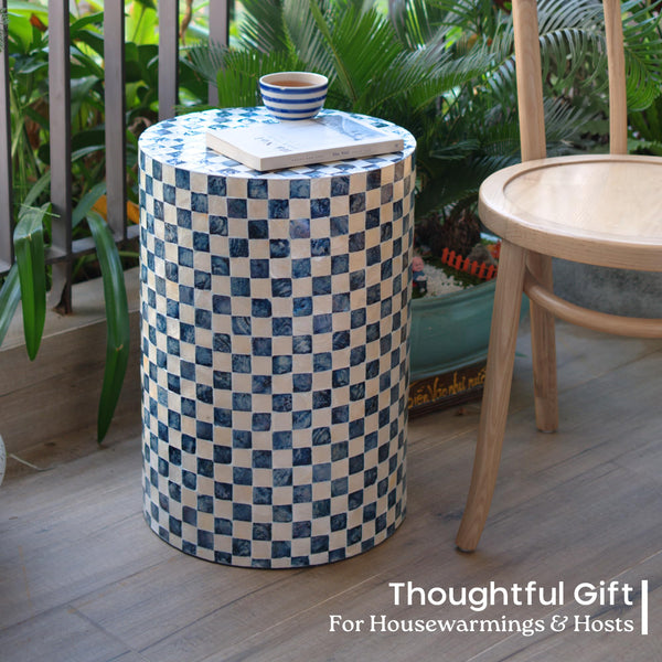 Capiz Shell Drum Side Table & Garden Stool