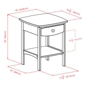 Square Wood End Table with Drawer and Shelf