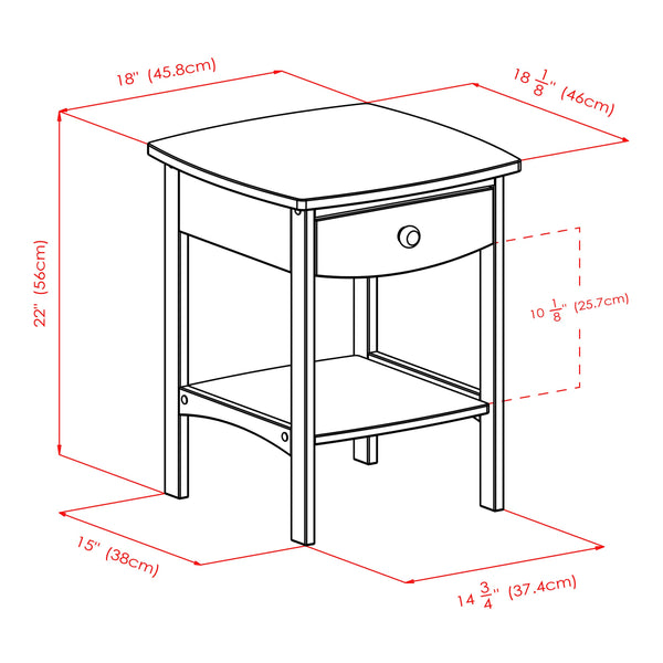 Square Wood End Table with Drawer and Shelf