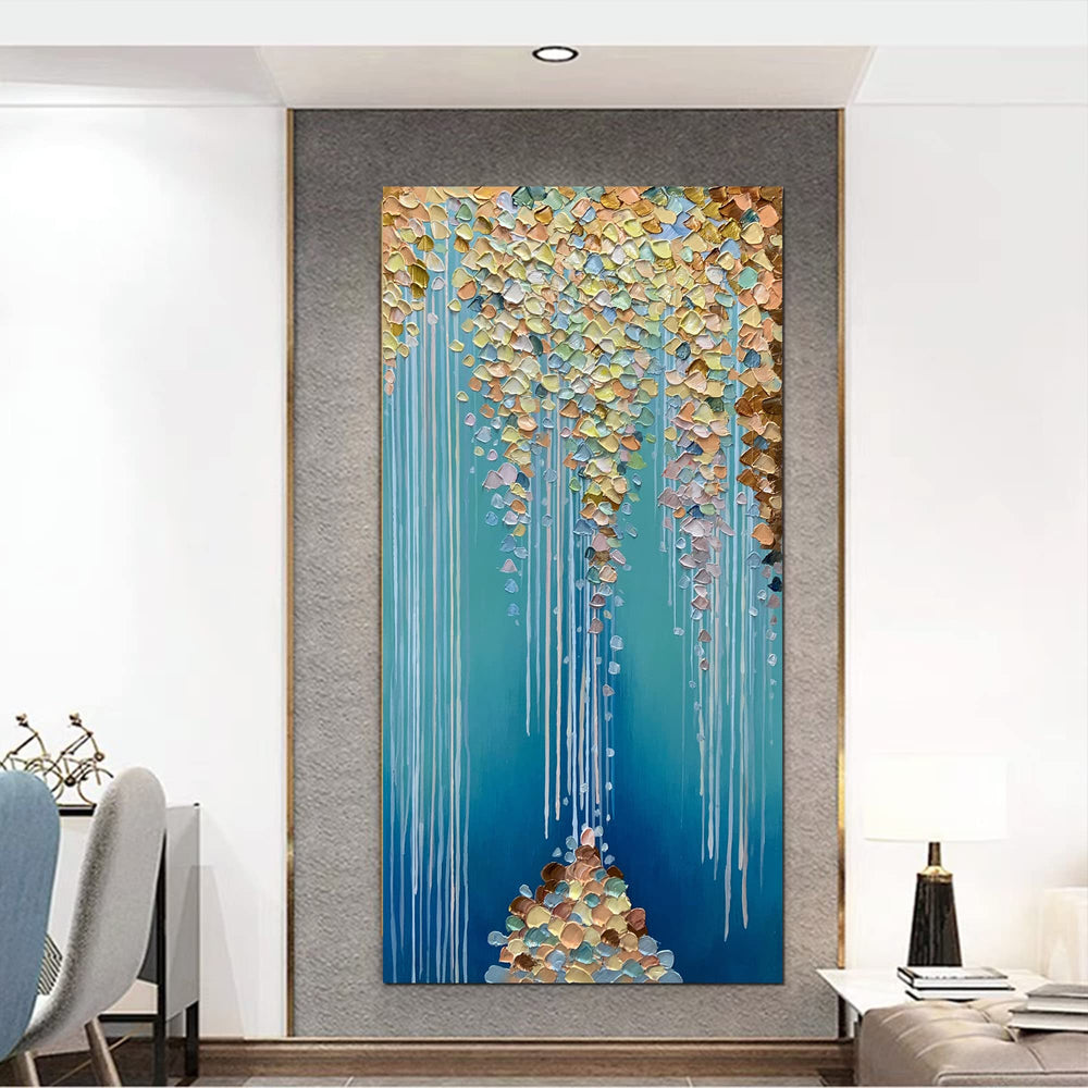 Hand-Painted Abstract Oil Painting on Canvas – 24x48 Inch Framed Wall Art