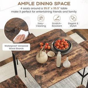 5-Piece Counter Height Dining Table Set with 4 Bar Stools