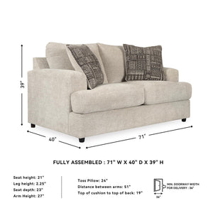 Contemporary Chenille Loveseat with Accent Pillows