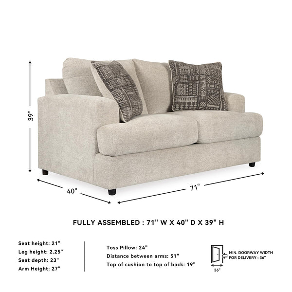 Contemporary Chenille Loveseat with Accent Pillows