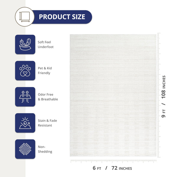 Cream Checkered Minimalist Area Rug